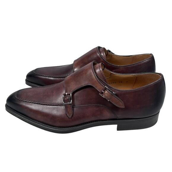 Magnanni For Neiman Marcus Double Monk Strap Loafers Men’s 13 M Brown Shoes New - Picture 3 of 9